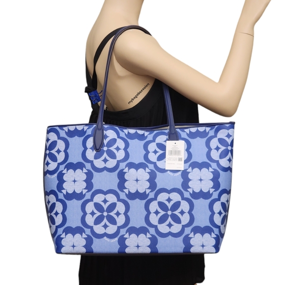 Kate Spade Sutton Oversized Floral Blue Tote SET - Picture 2 of 7